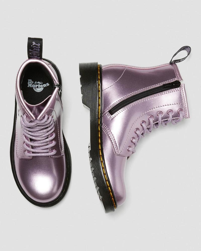 Dr Martens Junior 1460 Metallic Snørestøvler Børn Lyserød | DK 681ILH